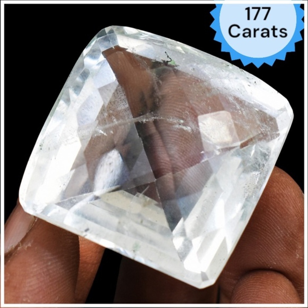 Genuine 177.00 Cts White Quartz Faceted Cab